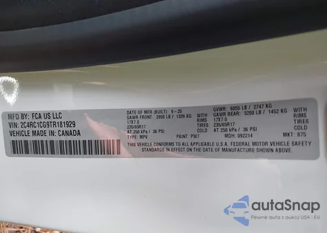 2026 Chrysler Voyager Lx z USA, uszkodzony, nr VIN 2C4RC1CG9TR181929